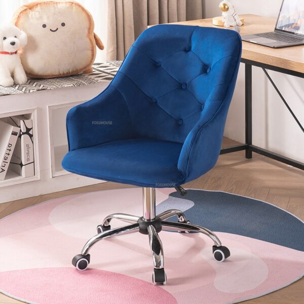 Nordic Velvet Chair Home Comfortable Bedroom Study Pink Gaming Desk Chair Swivel Library Sofa Chair Office 1