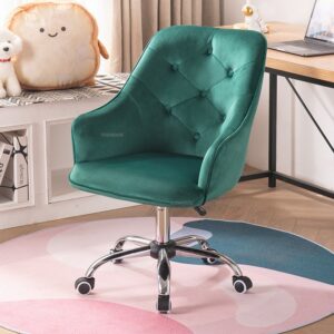 Nordic Velvet Chair Home Comfortable Bedroom Study Pink Gaming Desk Chair Swivel Library Sofa Chair Office 5