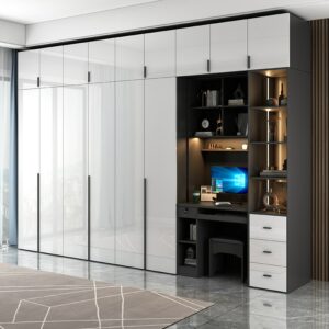 Nordic Wardrobe Simple Contemporary And Contracted Household Sliding Door White Solid Wood Bedroom Assembly Minimalist Rental