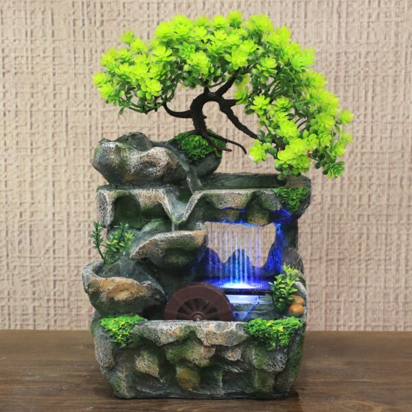 Resin Crafts Feng Shui Fountain Home Office Decor Indoor Water Fountain Rockery Landscape Ornament Zen Meditation