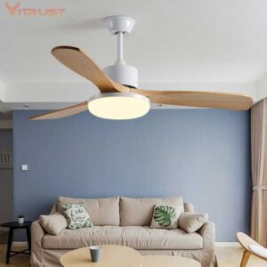 Reversible Ceiling Fan Light Three Blade Indoor Wooden Ceiling Fan With Lamp And Remote Control For 1