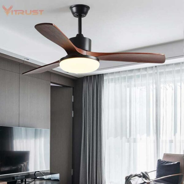 Reversible Ceiling Fan Light Three Blade Indoor Wooden Ceiling Fan With Lamp And Remote Control For 3