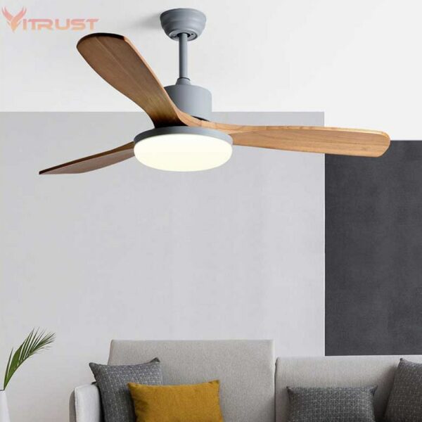 Reversible Ceiling Fan Light Three Blade Indoor Wooden Ceiling Fan With Lamp And Remote Control For