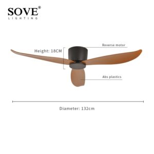 Sove Low Floor Modern Ceiling Fans Without Light Dc 30w Ceiling Fan With Remote Control Home 3