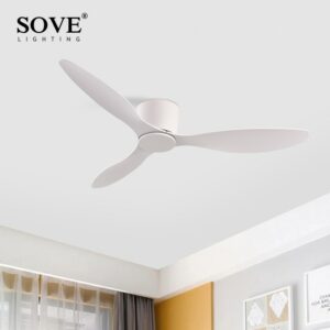 Sove Modern Black White Low Floor Dc Motor 30w Ceiling Fans With Remote Control Simple Ceiling