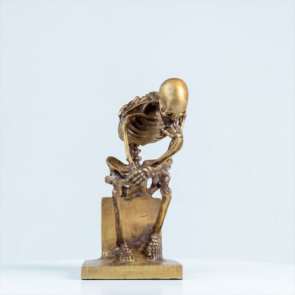 Skeleton Thinker Bronze Statue Bronze Thinking Skeleton Sculptures Abstract Bronze Casting Art Crafts For Home Decor 1