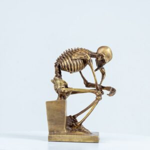 Skeleton Thinker Bronze Statue Bronze Thinking Skeleton Sculptures Abstract Bronze Casting Art Crafts For Home Decor 2
