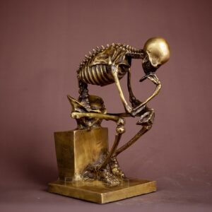 Skeleton Thinker Bronze Statue Bronze Thinking Skeleton Sculptures Abstract Bronze Casting Art Crafts For Home Decor 3