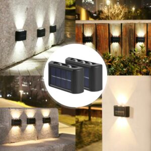 Solar Wall Lights Fence Up Down Led Lamps Outdoor Waterproof Solar Convex Lens Decor Lamp For 1