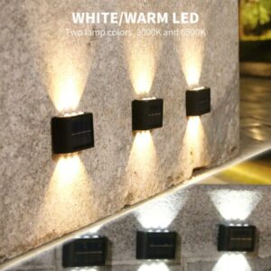 Solar Wall Lights Fence Up Down Led Lamps Outdoor Waterproof Solar Convex Lens Decor Lamp For 2