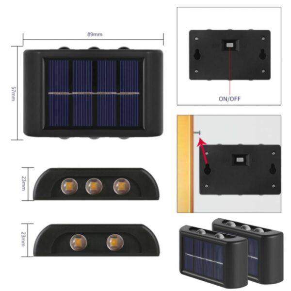 Solar Wall Lights Fence Up Down Led Sunlight Lamps Outdoor Waterproof Solar Stairs Wall Lamp For 5