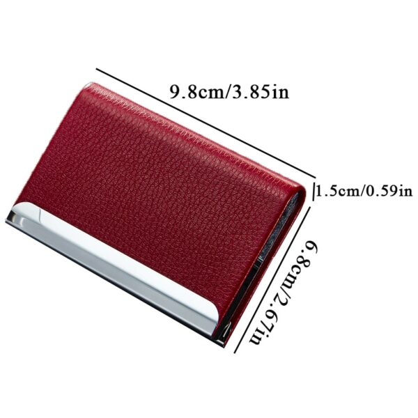 Stainless Steel Business Card Holder Business Card Case Office Organizers Id Case Pu Leather Credit Card 3