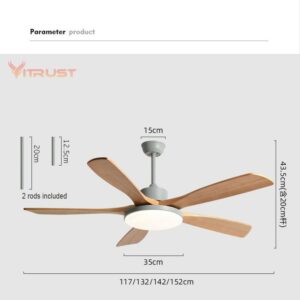Strong Wind Ceiling Fan With Bright Led Light Fashion Wooden Ceiling Fan For Indoor Outdoor 4