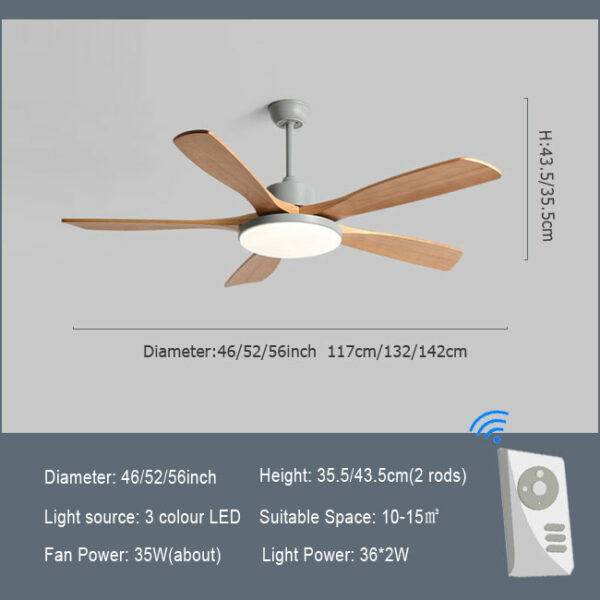 Strong Wind Ceiling Fan With Bright Led Light Fashion Wooden Ceiling Fan For Indoor Outdoor 5