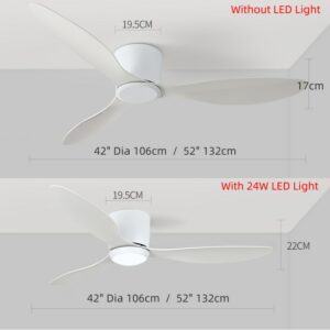 Surface Mounted Ceiling Fan With Lamps For Low Building Remote Control Included Dc Motor With Reverse 4