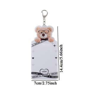Teddy Bear Kpop Idol Photocard Holder Pvc Women Girls Bank Id Card Holder Keychain Photo Sleeve 4