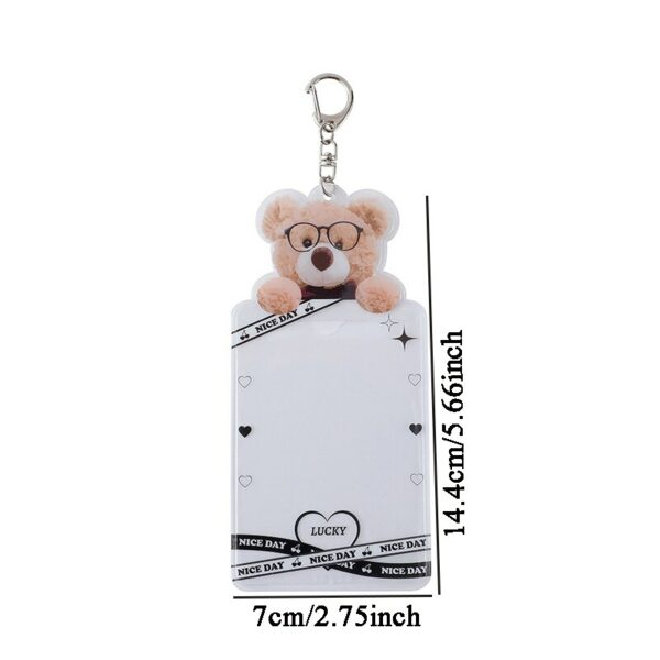 Teddy Bear Kpop Idol Photocard Holder Pvc Women Girls Bank Id Card Holder Keychain Photo Sleeve 4