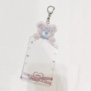Teddy Bear Kpop Idol Photocard Holder Pvc Women Girls Bank Id Card Holder Keychain Photo Sleeve 5