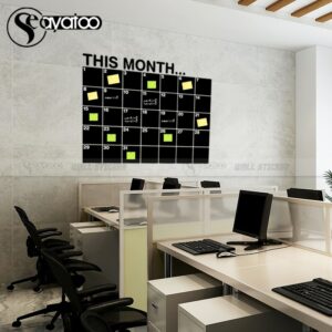 This Month Wall Calendar 2023 Monthly Planner Blackboard Wall Stickers Vinyl Decal Office Decoration Erasable Chalkboard 2