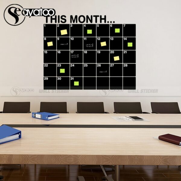 This Month Wall Calendar 2023 Monthly Planner Blackboard Wall Stickers Vinyl Decal Office Decoration Erasable Chalkboard 3