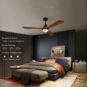 Vintage 42 52inch Black Smart Ceiling Fans With Remote Control Led Light Dc35w Low Profile Bedroom