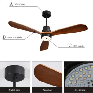 Vintage Wooden Ceiling Fan With Light And Remote 42 52 Inch Creative Ceiling Fan 3 Kinds 4