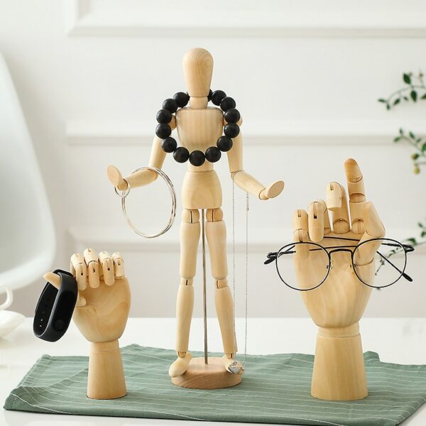 Wooden Hand Figurines Rotatable Joint Hand Model Drawing Sketch Mannequin Miniatures Office Home Desktop Room Decoration 2