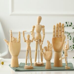 Wooden Hand Figurines Rotatable Joint Hand Model Drawing Sketch Mannequin Miniatures Office Home Desktop Room Decoration