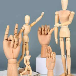Wooden Hand Figurines Rotatable Joint Hand Model Drawing Sketch Mannequin Miniatures Office Home Desktop Room Decoration 4